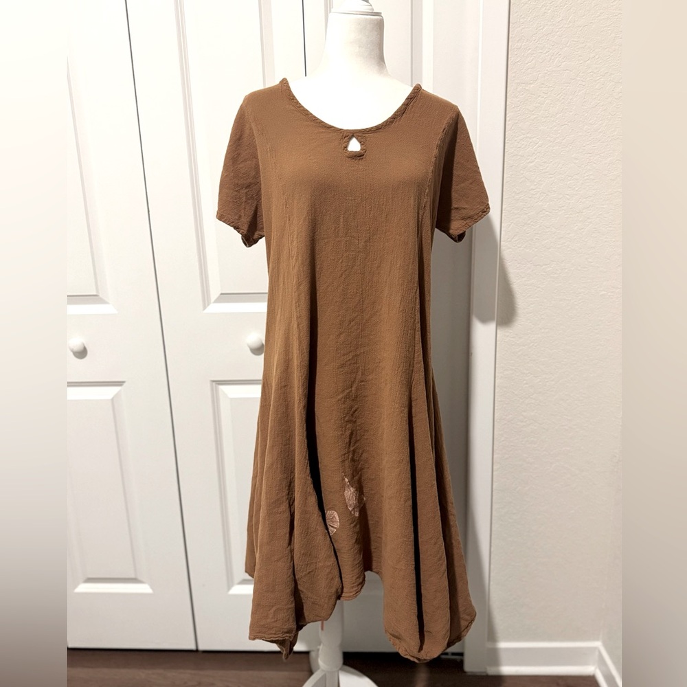 100% Cotton Chocolate Brown Oh My Gauze Florida Maxi Dress Feather Natural Fiber